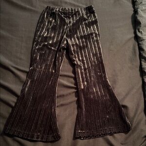 Kids Black Velvet Flared Pants